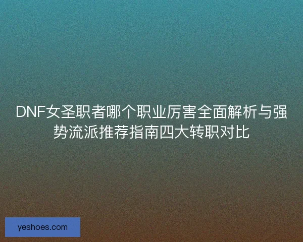 DNF女圣职者哪个职业厉害全面解析与强势流派推荐指南四大转职对比